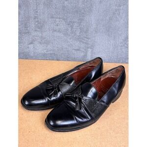 Dacks Mens Black Leather Lizard Skin Tassel Loafers Made in Canada Size‎ 10 F